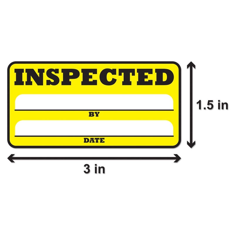 OfficeSmartLabels Inspection Stickers - 3""x1.5"" Rectangular Inspection Labels in Bright Yellow - Writable Space By & Date for Inventory Quality Control Warehouse Shipping Handling Strong Adhesive [1200 Labels per Roll] - Image 2